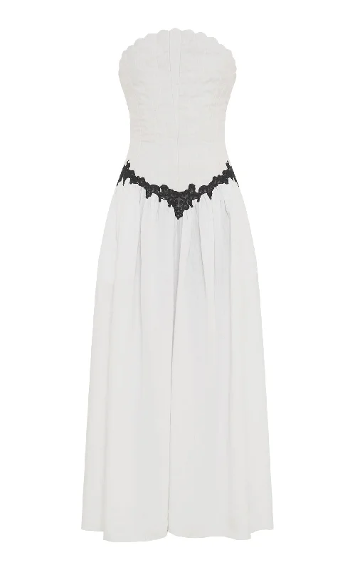 Glenn Lace Maxi Dress in White Aloe Linen