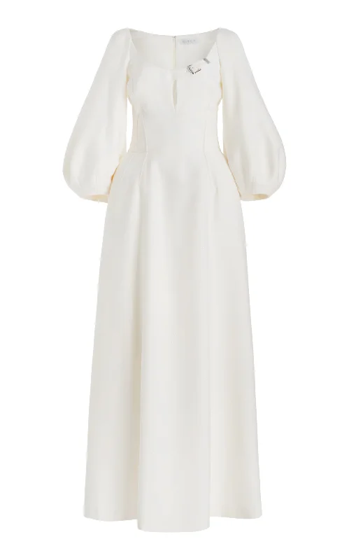 Madyn Sequin Maxi Dress in Ivory Virgin Wool