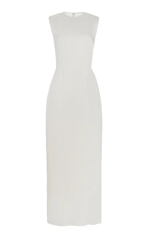 Maslow Sheer Maxi Dress with Slip in Ivory Silk Organza