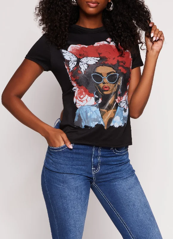 Side Slit Afro Graphic Tee