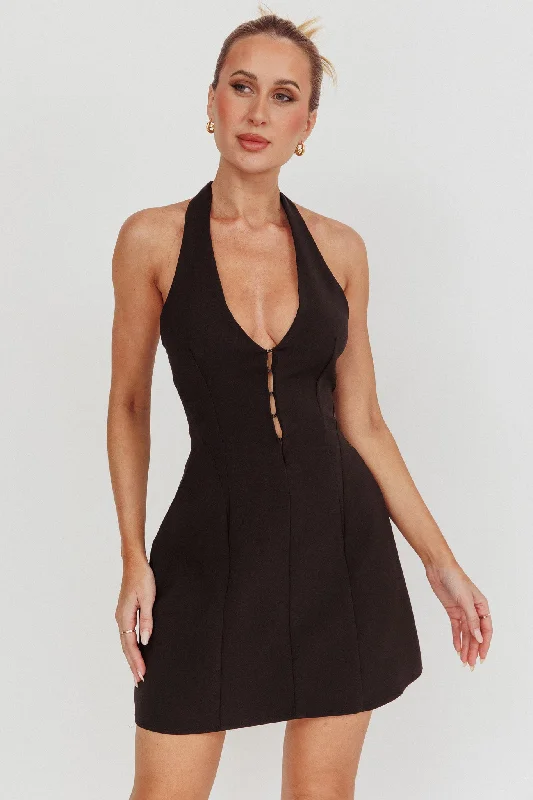 Elisabet Halter Neck Mini Dress Black