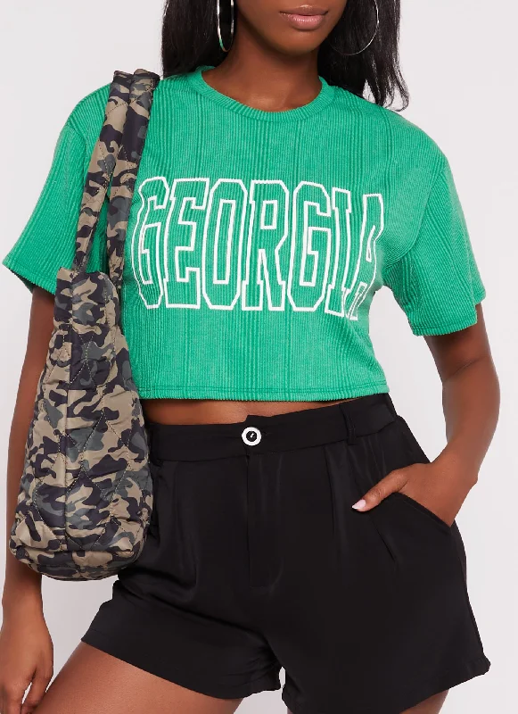 Ribbed Georgia Cropped Graphic Tee