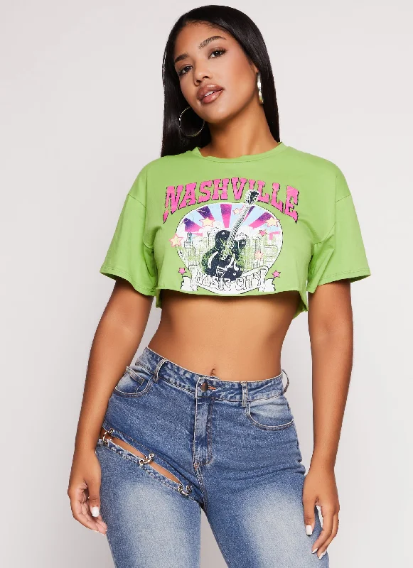 Nashville Guitar Cropped Graphic Tee