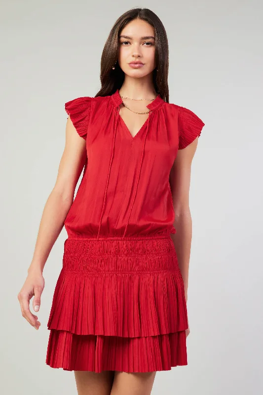 Zoey Pleated Mini Dress