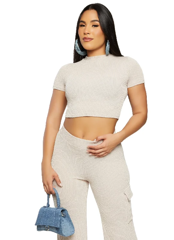 Rib Knit Cropped Tee