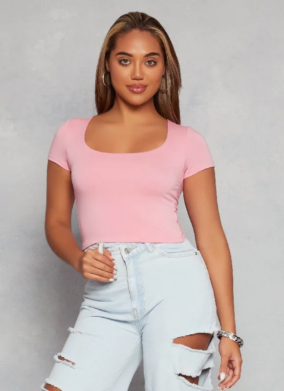 Basic Scoop Neck Cropped Tee