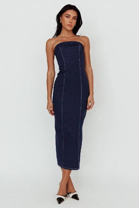 Press Play Strapless Maxi Dress Indigo