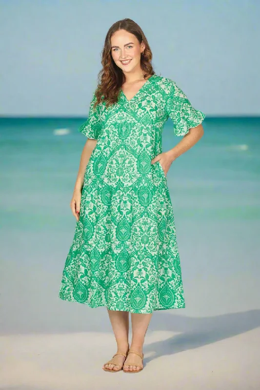 Sabrina Maxi Dress in Green Danube