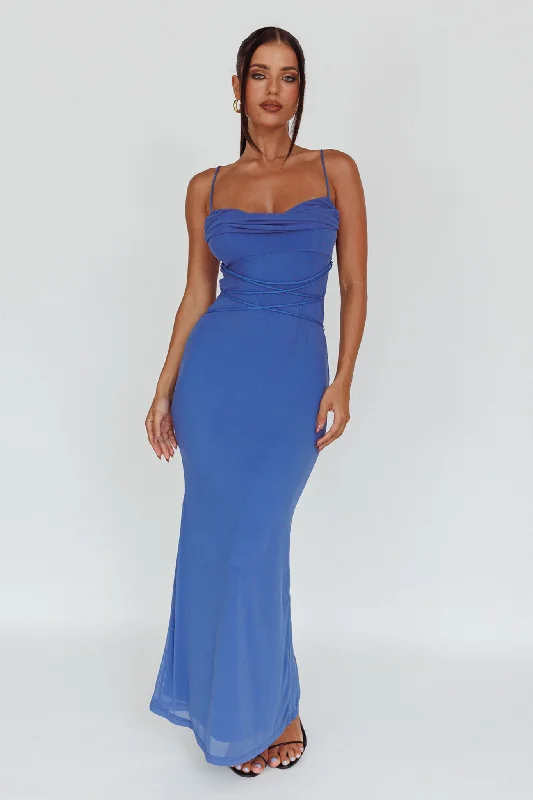 Teava Laced Waist Maxi Dress Blue