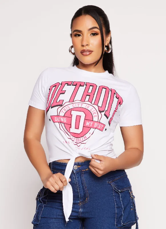 Detroit Tie Front Graphic T Shirt