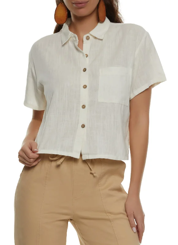 Linen Short Sleeve Button Front Shirt