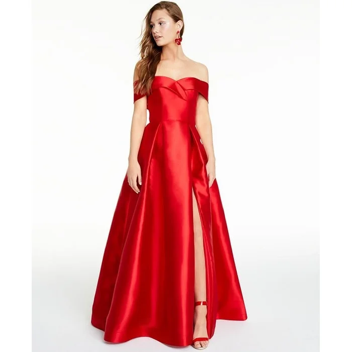 B Darlin Junior's Off the Shoulder Gown Red