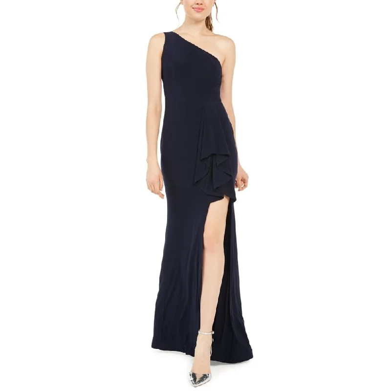 Blondie Nites Junior's One Shoulder Slit Gown Navy Size 3