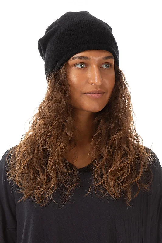 Black Wool Beanie Hat