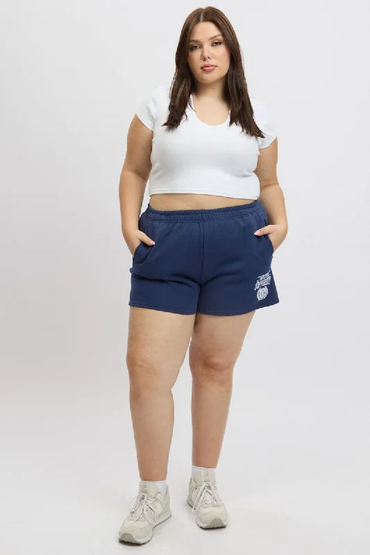 Blue University Embroidered Track Shorts