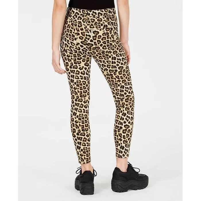 Celebrity Pink Juniors' Cheetah-Print Skinny Ankle Jeans Yellow Size 9