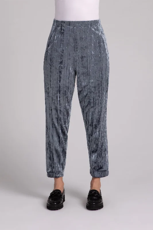 Crinkle Velvet Half Cuff Jogger Pant | Gunmetal