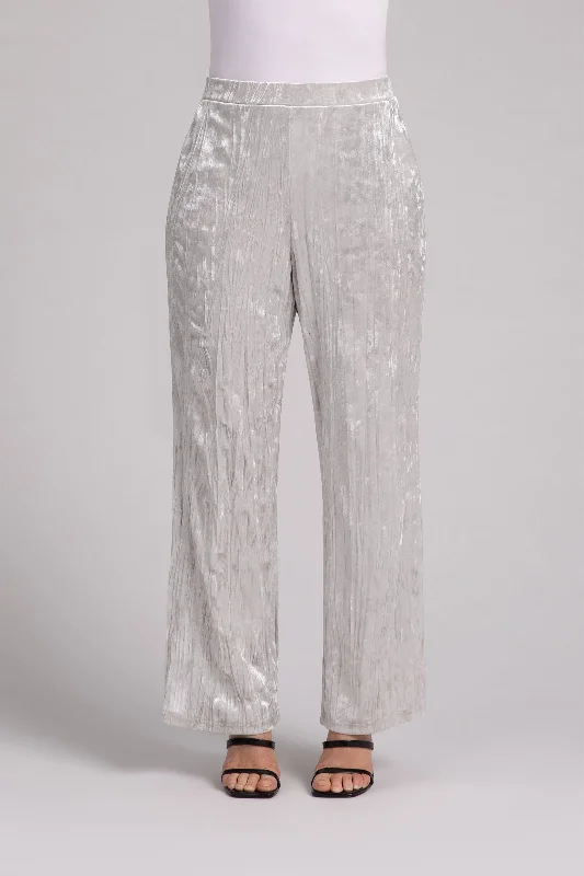 Crinkle Velvet Straight Leg Pant | Cashew