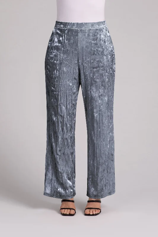 Crinkle Velvet Straight Leg Pant | Gunmetal