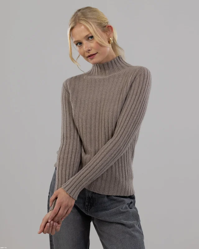 NEW | High Neck Fitted Sweater | Taupe