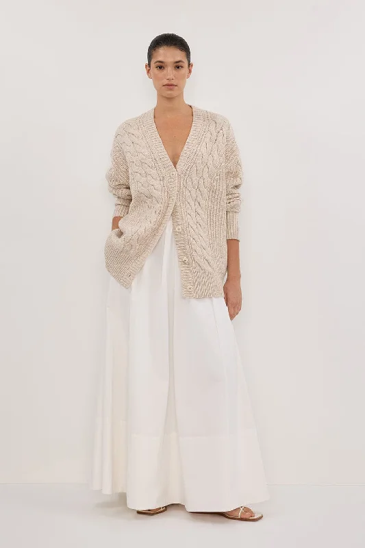 MARA CHALK CABLE KNIT CARDIGAN