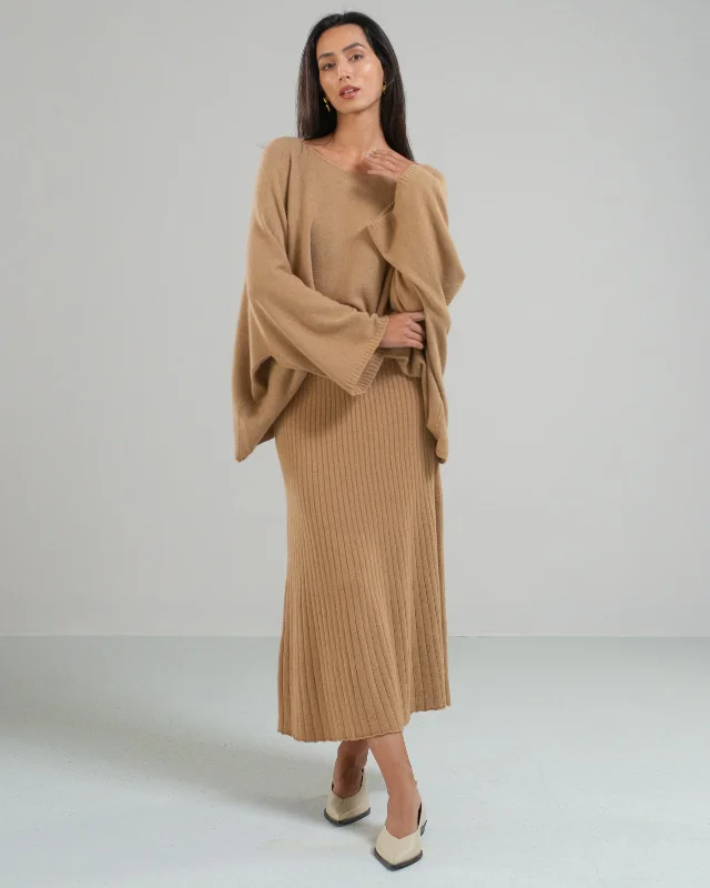 NEW | Ribbed Skirt | Camel