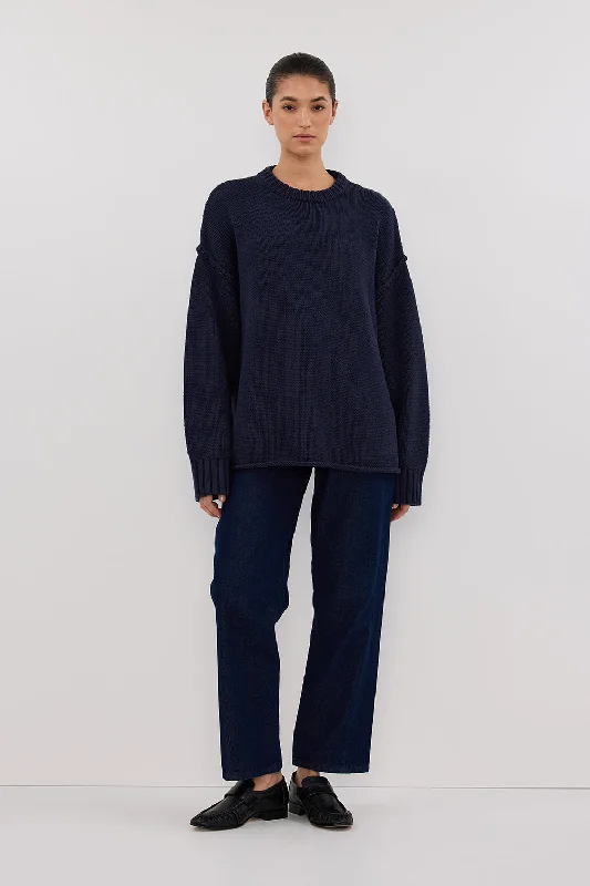 ROY NAVY LONGLINE KNIT JUMPER