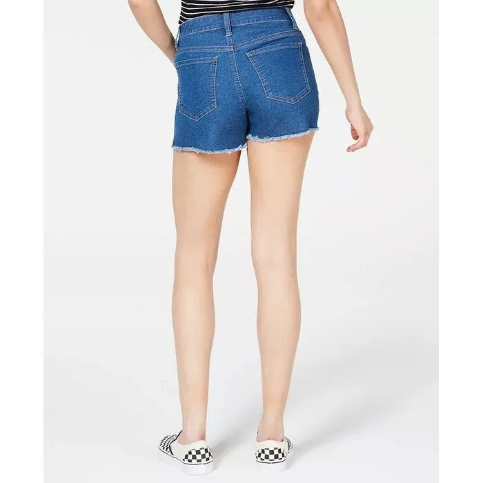 Tinseltown Juniors' Frayed Denim Shorts Blue Size 5