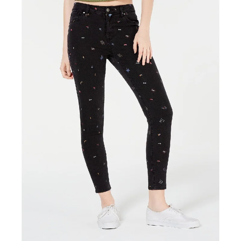 Tinseltown Juniors' Graphic-Print Skinny Jeans Black Size 3