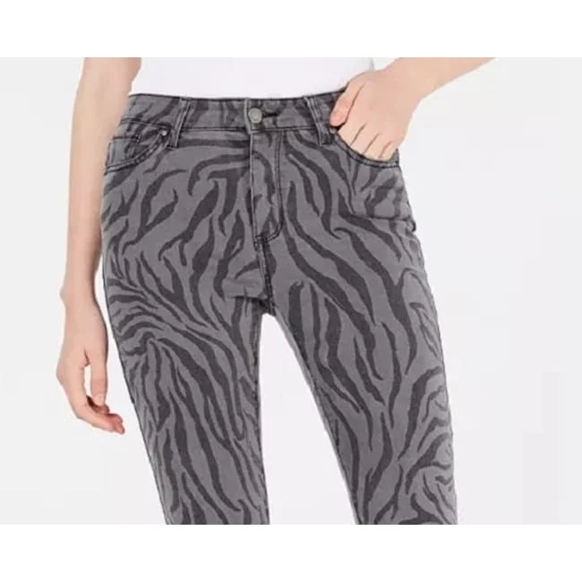 Tinseltown Juniors' Zebra-Print Skinny Jeans Gray Size 5